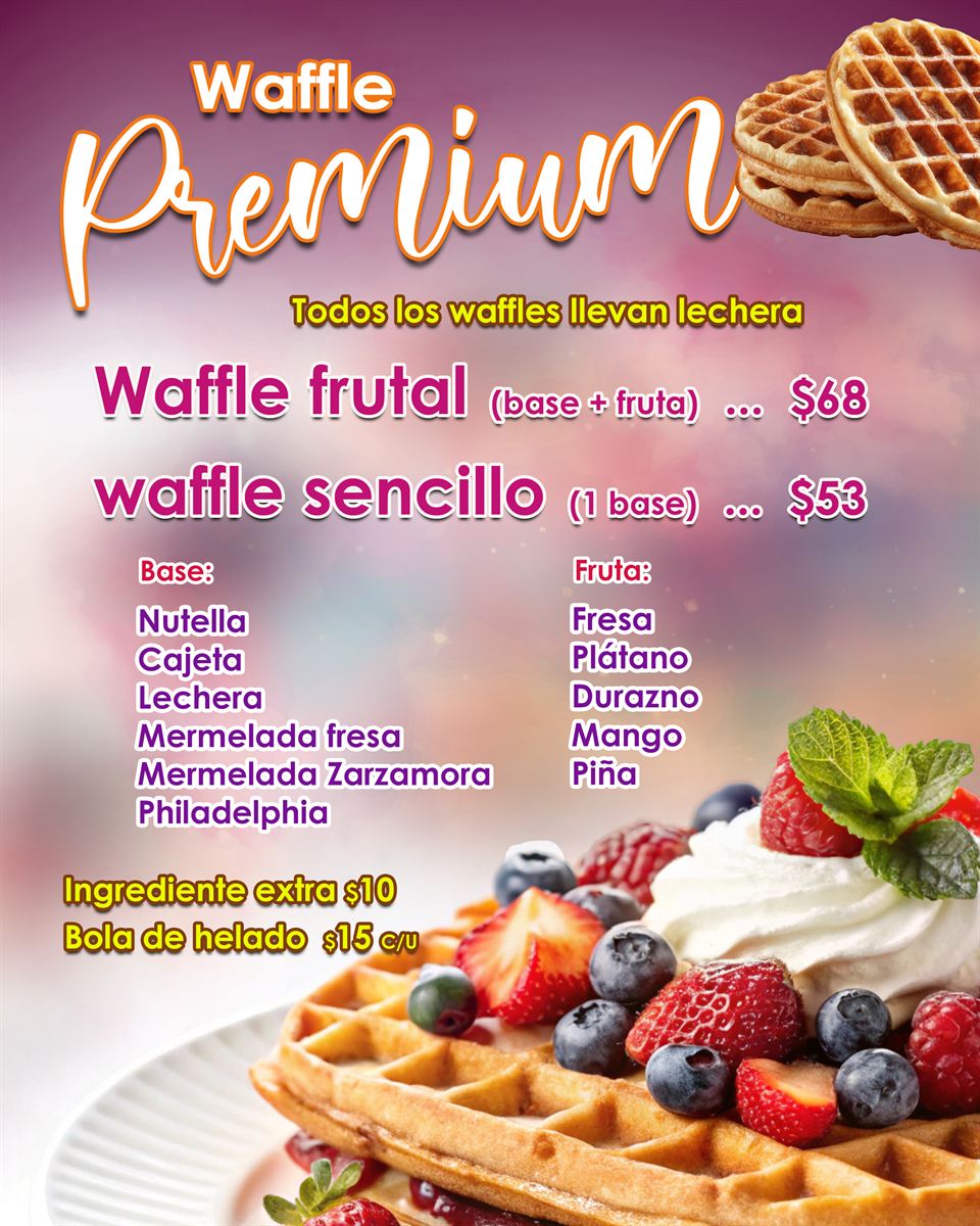 Menú Waffles Premium